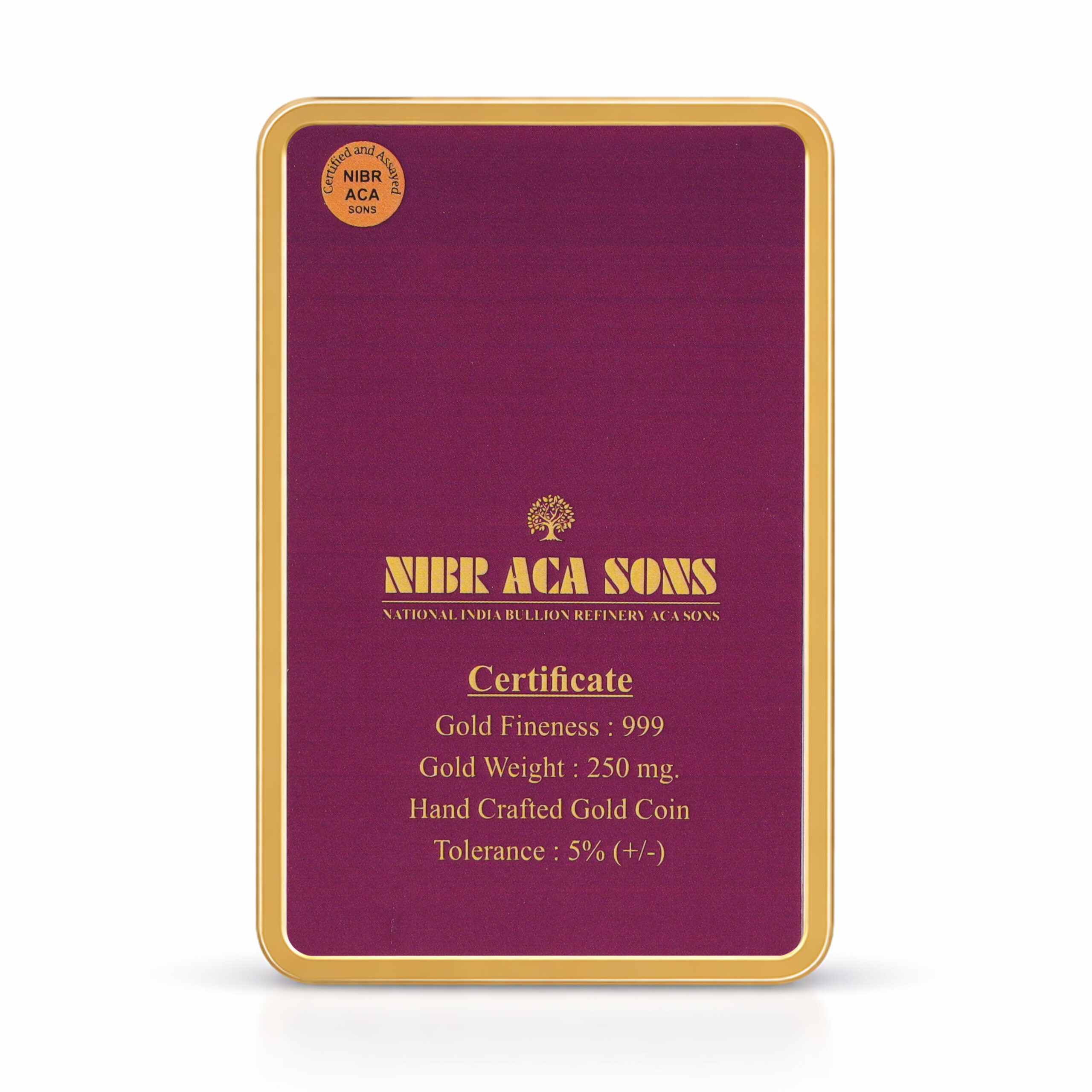 NIBR 0.250 Grams Gold Coin 24KT 999 Purity - FKJCON24K1020