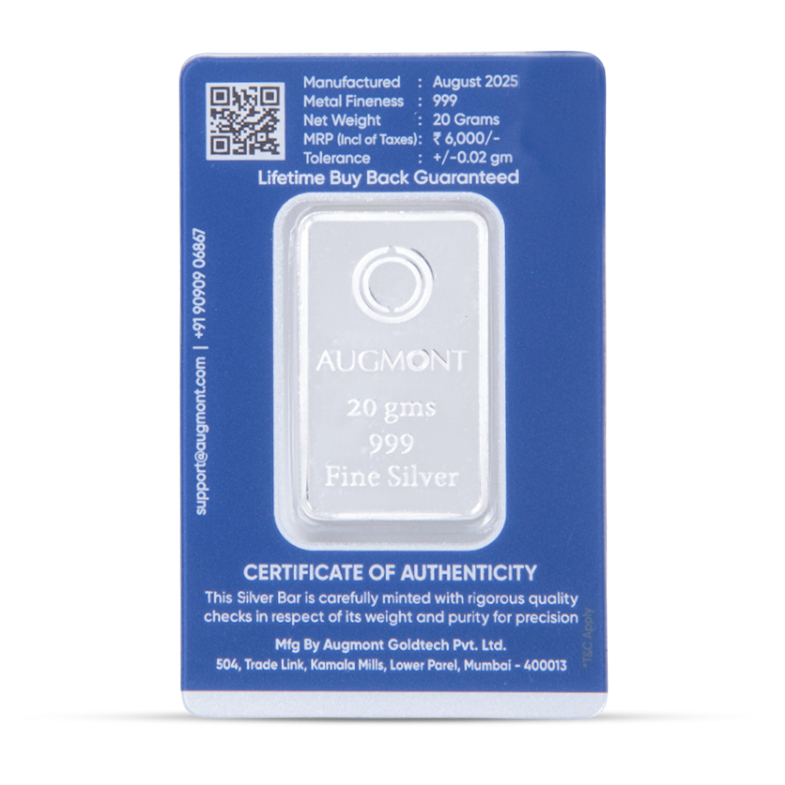 Augmont 20 Grams Tree Silver Bar 999 Purity - FKJGBRSL1024